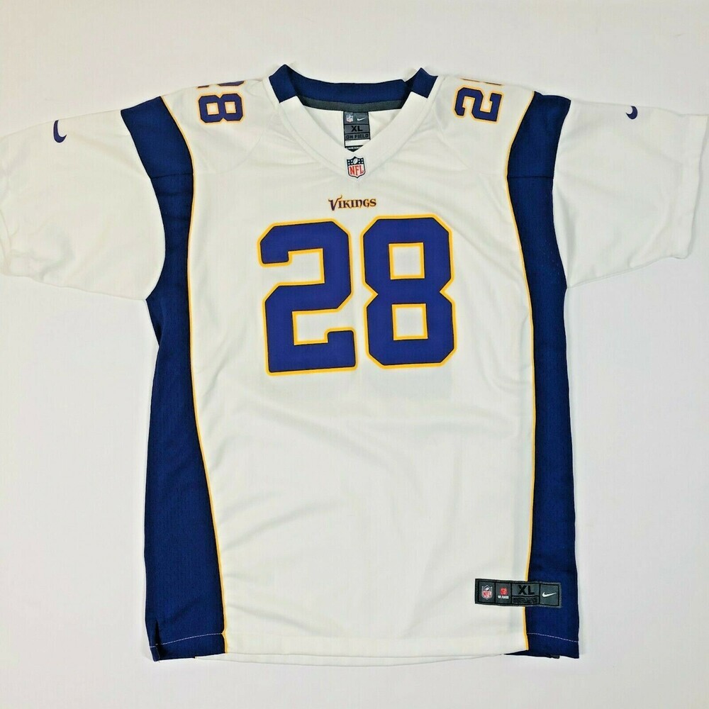 NIKE Minnesota Vikings Adrian Peterson #28 NFL Youth XL Game Day Jersey On Field